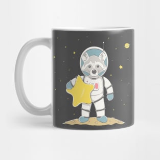 Lovely cute raccoon astronaut hold the star Mug